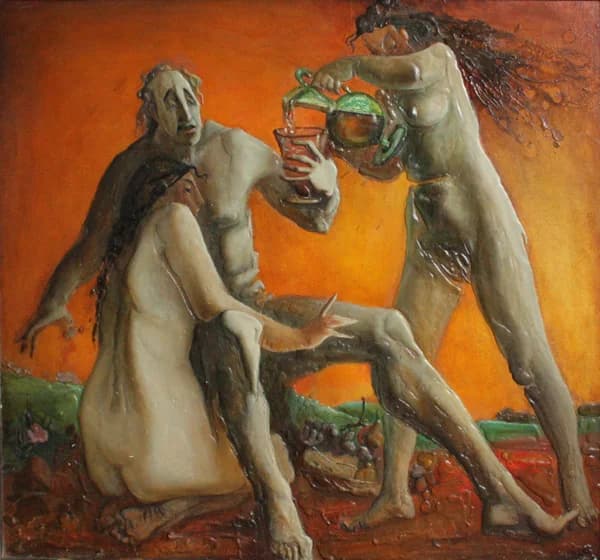 Лот с дочерьми 120 х 130 орг. смеш техн.