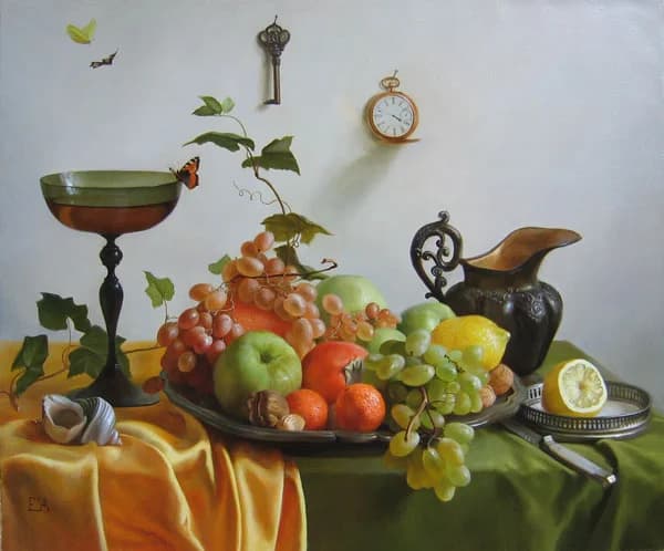 композиция золотисто-зелёных 65 х 80 х.м.