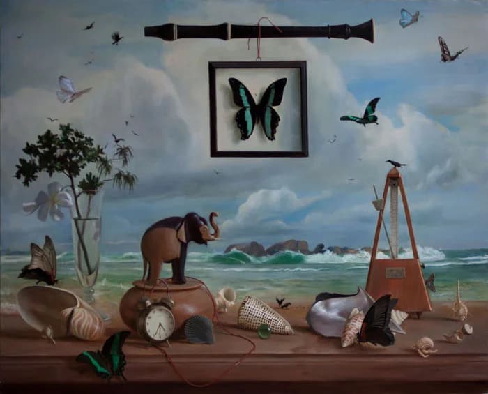 Про слонов, ворон и бабочек 100х110 х.м.