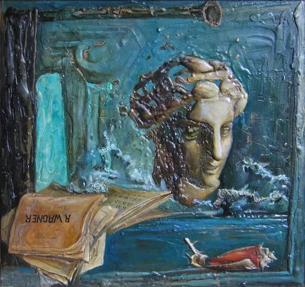 Голова Венеры, сублемирующаяся в пространстве. 80х80, смешанная техника, 1995