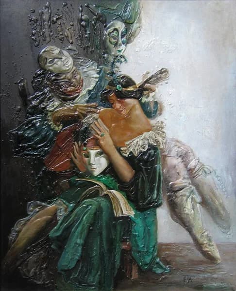 Карнавал. Зеленое. 110х130, смешанная техника, 1995