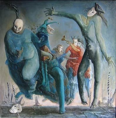 Конец карнвальной ночи в Венеции. 130х120, смешанная техника, 1997