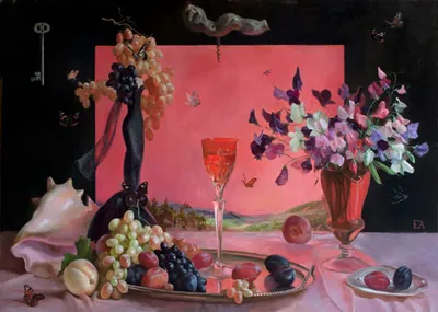 Бургундское розовое 100х130 х.м.