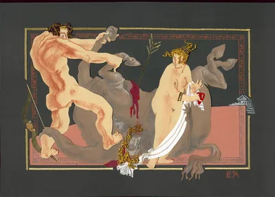 Геракл. Серия МИФЫ ДРЕВНЕЙ ГРЕЦИИ. 40х30, коллаж, 2003-2008