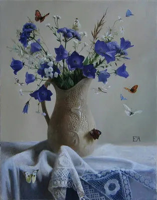 Колокольчики в кувшине. 70х55. х.м.