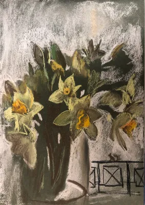 Daffodils and a squirrel