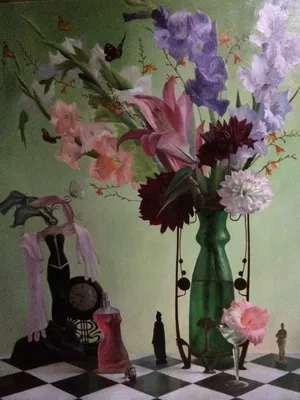 Gladioli and dahlias