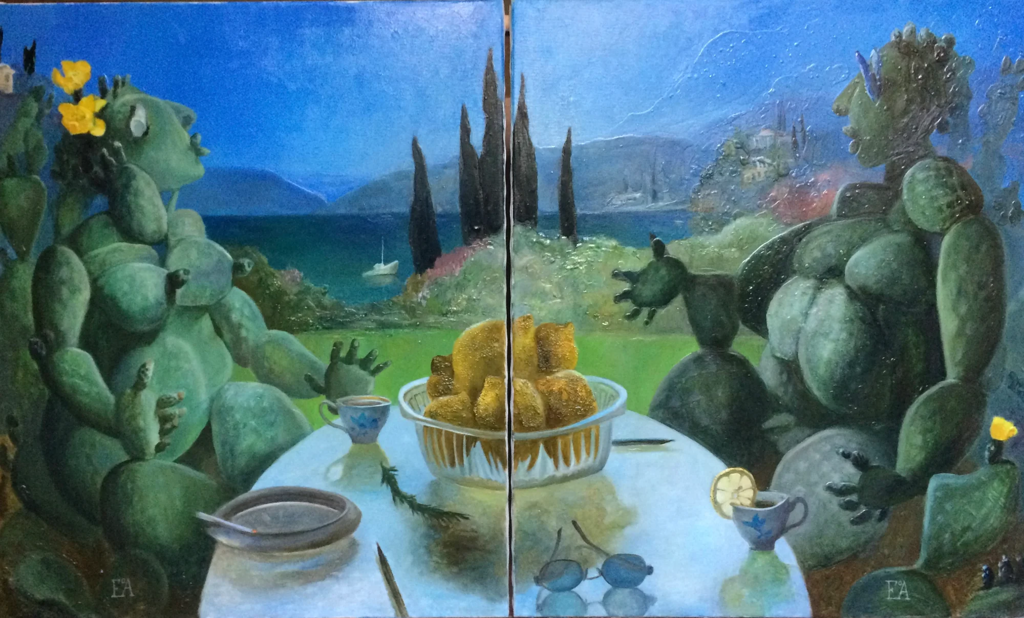 Holidays in Corfu (diptych)